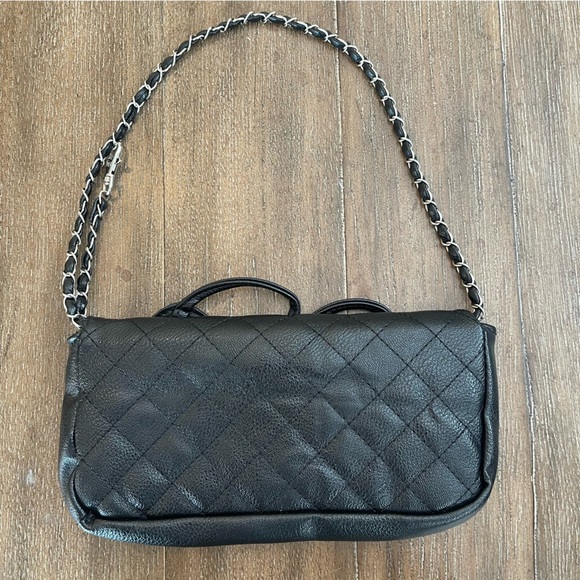 Mini Pouchet Shoulder Bag Crossbody Quilted Butterfly 90’s Y2K Embossed Black - Picture 3 of 7
